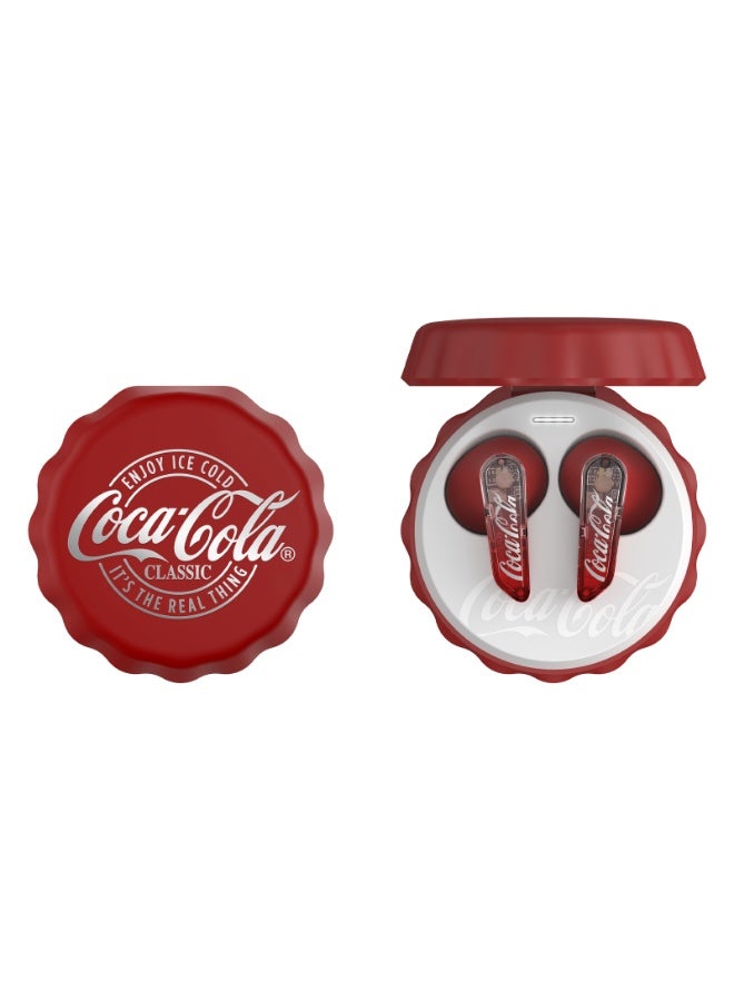 Coca-Cola T13 In-Ear Earphones Wireless Earbuds –Coca-Cola classic bottle cap design, Bluetooth 5.4, Touch Control, 360°stereo effect, Magnetic Charging Case,RED  - Image 2