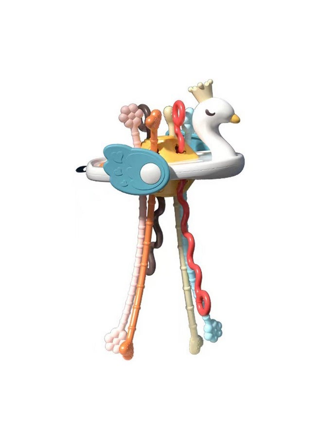 Jollybaby Baby Pull String Activity Toy with Bubble Pop & Teether, Montessori Toys for Babies 12 Months+, Silicone Sensory Toys for Toddlers 1-3, Travel Toys Rattle Motor Skills Toy Infants Gifts(Swan)  - Image 1
