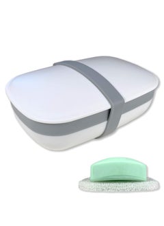 kiasona Travel Soap Box Soap Bar Holder Dish Container Case With Sponge Saver Drain And Silicone Band Strong Sealing Leak Proof Portable Best For Bathroom Shower Gym School Camping Hiking Vacation Outdoor  - Image 1
