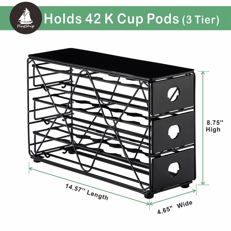 Flagship K Cup Holder 3 Tier Coffee Pod Holder for K Cup Organizer Save Space Countertop Kitchen (42 Pods Capacity) - Image 2
