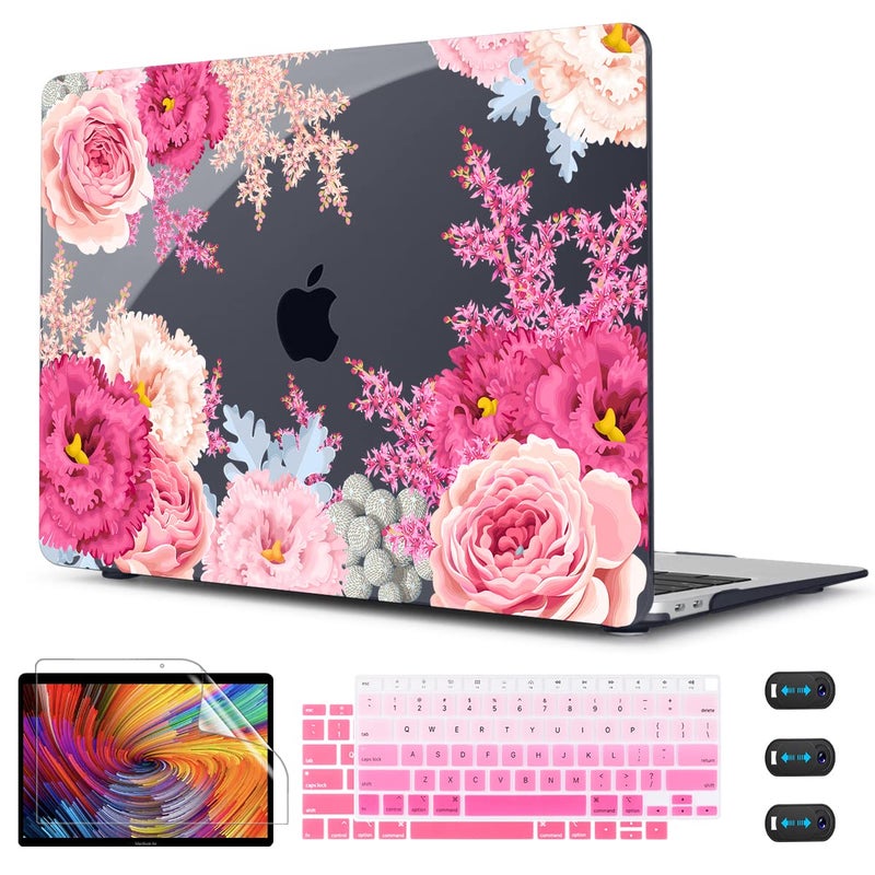 CISSOOK Floral Case Cover for MacBook Air 13 Inch 2020 2021 2019 2018 Release A2337 M1 A1932 A2179, Plastic Hard Shell Case with Keyboard Cover for MacBook Air 13" with Touch ID, Gorgeous Flowers - Image 1