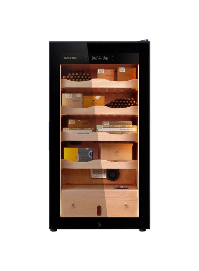 Raching New MA50 Humidor Cabinet, 100L Cigar Humidor for Office&Household Cigar Storing&Aging,Full Wood Frame with Spanish Cedar Drawers&Liner -Black - Image 2