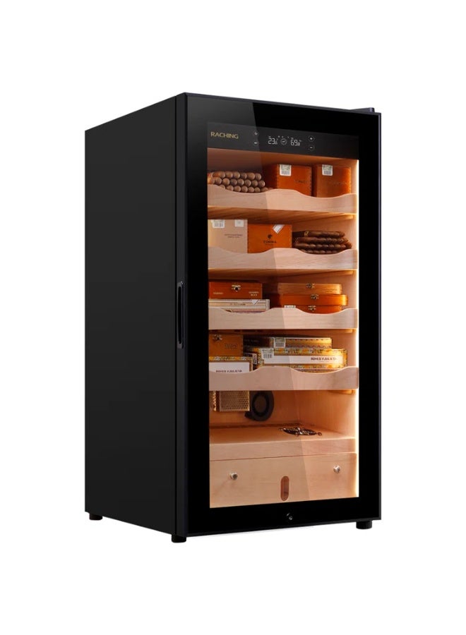 Raching New MA50 Humidor Cabinet, 100L Cigar Humidor for Office&Household Cigar Storing&Aging,Full Wood Frame with Spanish Cedar Drawers&Liner -Black - Image 1