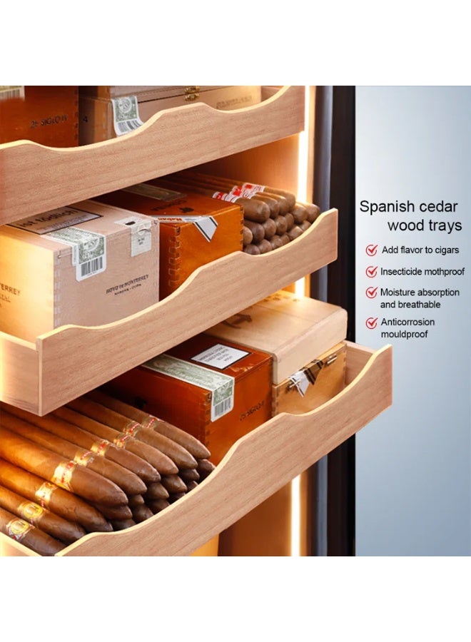 Raching New MA50 Humidor Cabinet, 100L Cigar Humidor for Office&Household Cigar Storing&Aging,Full Wood Frame with Spanish Cedar Drawers&Liner -Black - Image 4
