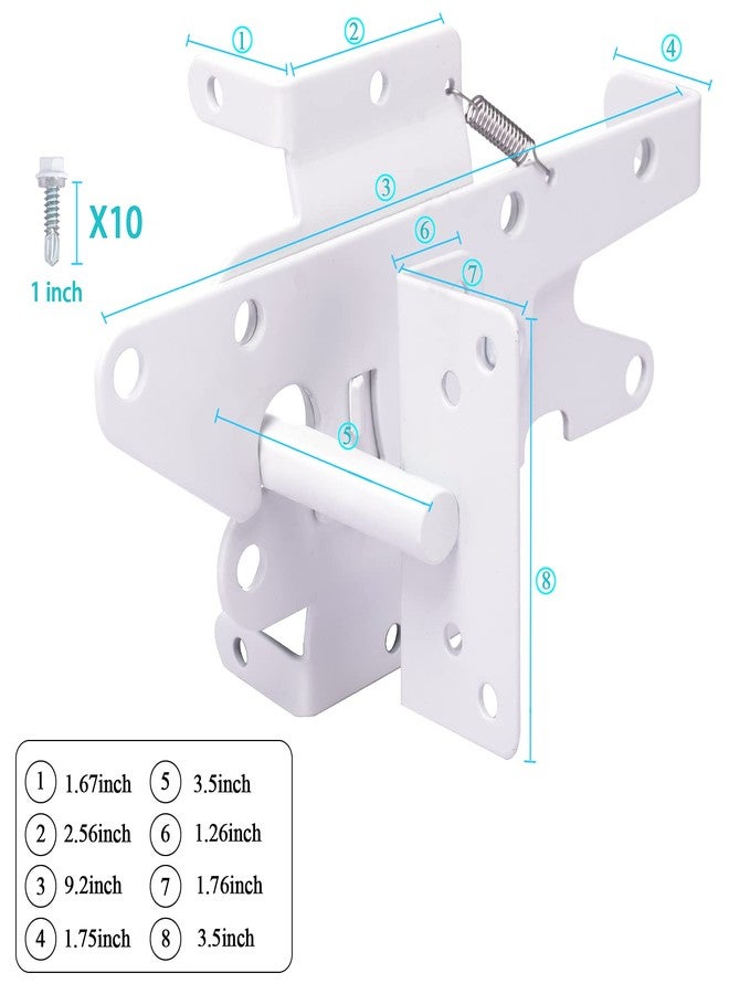 Bordersmover Heavy Duty Gate Latch, Post Mount Automatic Self-Closing Door Latch,for Wooden/Vinyl Fence, Pool,Garden Outdoor, W/Mounting Screws (White) - Image 3