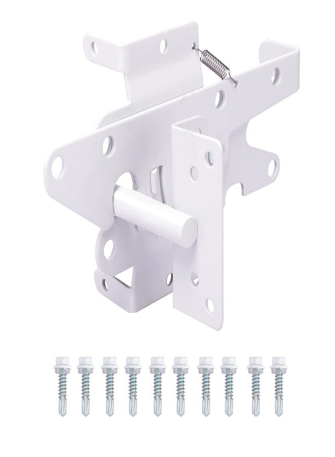 Bordersmover Heavy Duty Gate Latch, Post Mount Automatic Self-Closing Door Latch,for Wooden/Vinyl Fence, Pool,Garden Outdoor, W/Mounting Screws (White) - Image 1