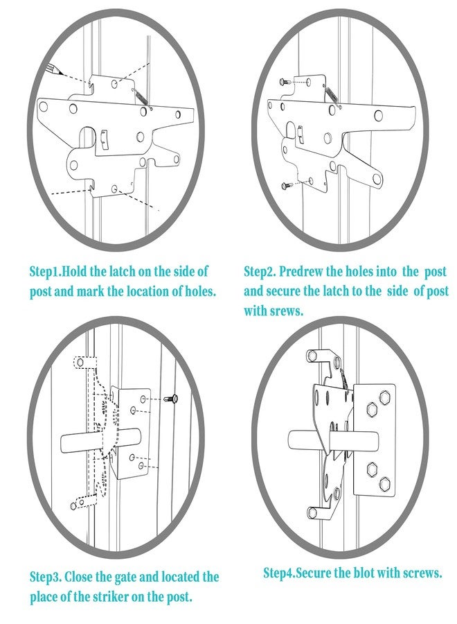 Bordersmover Heavy Duty Gate Latch, Post Mount Automatic Self-Closing Door Latch,for Wooden/Vinyl Fence, Pool,Garden Outdoor, W/Mounting Screws (White) - Image 5