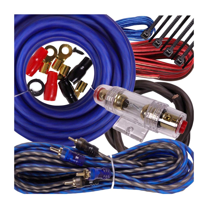 Gravity Gravity Complete 2600W 4 Gauge Amp Kit Amplifier Install Flexible Wiring Complete 4 Ga Installation Cables for Installer and DIY Hobbyist - Blue  - Image 1