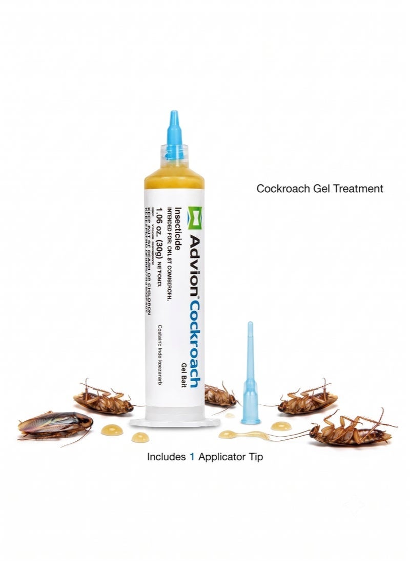 ADVISION Cockroach Bait Gel 30g | Professional Cockroach Elimination Gel with Precision Applicator Nozzle | Fast-Acting Formula for Household Cockroach Control | Effective Pest Control Treatment for Indoor Use | Made in the USA - Image 2