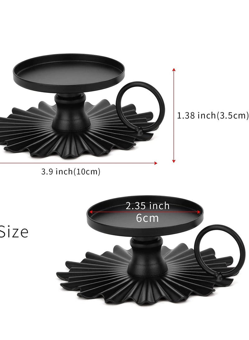 SYOSI Candle Holders Small Portable Fan Candle Holders for Pillar Candle Table Tapers Vintage Metal Candle Trays Aromatherapy Iron Ornaments Suitable for Weddings Churches Festivals Etc. (black 2 Pce) - Image 4