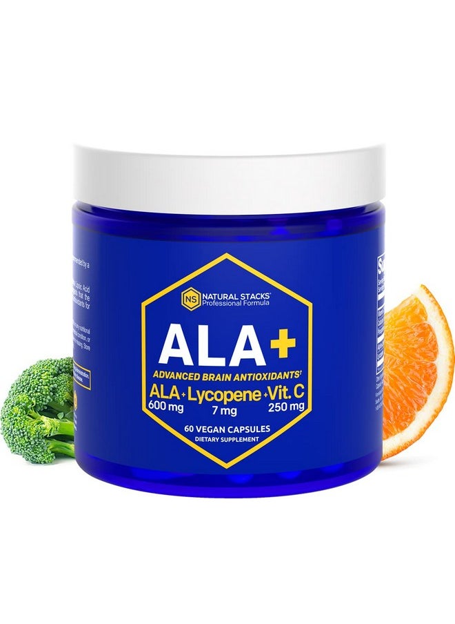 Natural Stacks Ala+ Alpha Lipoic Acid 600Mg WLycopene And Vitamin C Supplement For Immunity  Cellular Function Supplement For Brain Health 60 Vegan Capsules  - Image 1