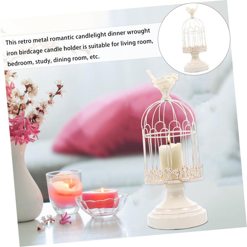 Vintage Iron Birdcage Candle Holder Desktop Candlestick For Home Decor Living Room Bedroom - Image 3