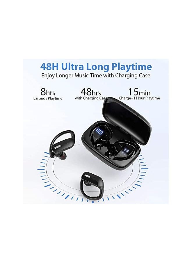 LINJIE - Wireless Earbuds Sports Headphones Bluetooth 48H Running Waterproof In-Ear Headphones with Microphone LED Display for Sports Running Workout - Image 1