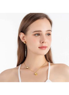 EVEVIC EVEVIC Stainless Steel Butterfly Necklace Earrings Set for Women 14K Gold Plated Hypoallergenic Jewelry Sets, Metal, Cubic Zirconia  - Image 2