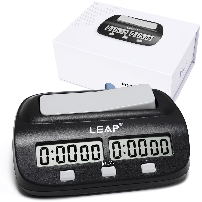 LEAP Chess Clock Digital Chess Timer Professional for Board Games Players Count Up/Down Timer with Alarm Function Black (Official Store) - Image 1