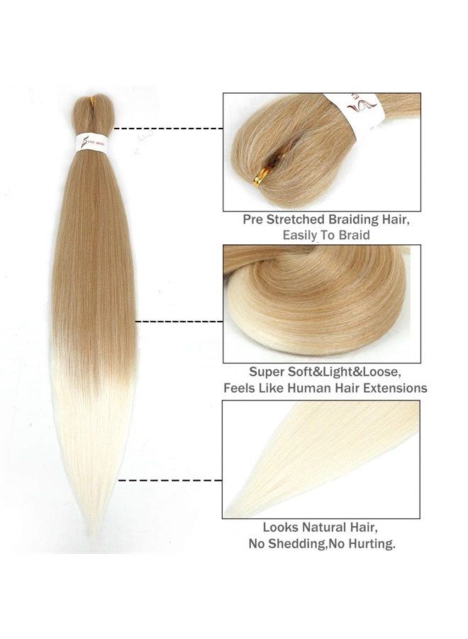 Befunny Pre stretched Braiding Hair Ombre Prestretched Braiding Hair Befunny Two Tone Honey Blonde To White 8 Packs 24 Inch Synthetic Crochet Hair For Human Box Braids Crochet Hair,Yaki Straight(T27/613#) - Image 4