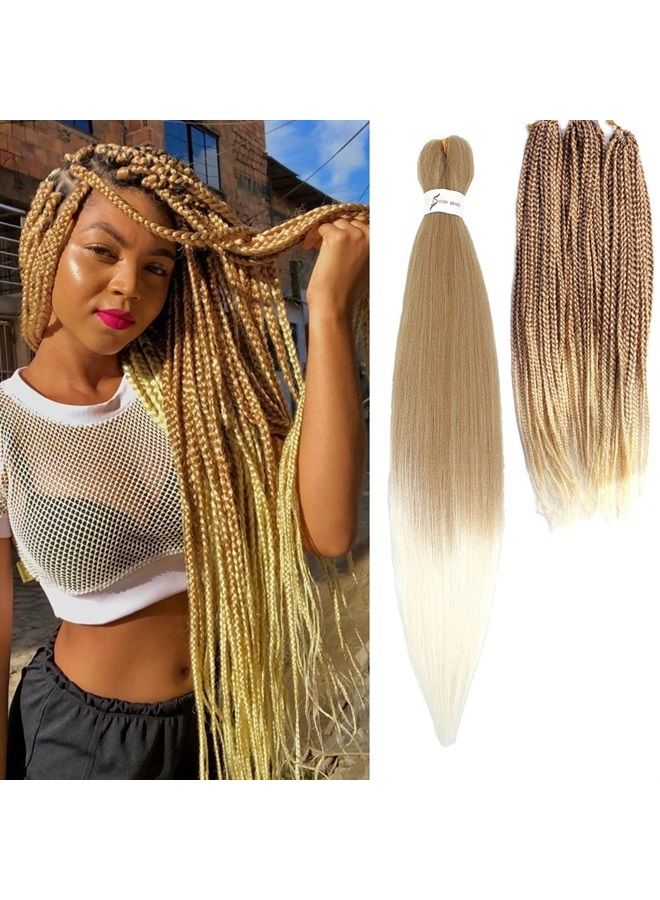 Befunny Pre stretched Braiding Hair Ombre Prestretched Braiding Hair Befunny Two Tone Honey Blonde To White 8 Packs 24 Inch Synthetic Crochet Hair For Human Box Braids Crochet Hair,Yaki Straight(T27/613#) - Image 1