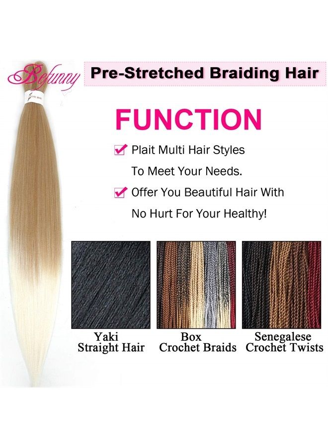Befunny Pre stretched Braiding Hair Ombre Prestretched Braiding Hair Befunny Two Tone Honey Blonde To White 8 Packs 24 Inch Synthetic Crochet Hair For Human Box Braids Crochet Hair,Yaki Straight(T27/613#) - Image 3