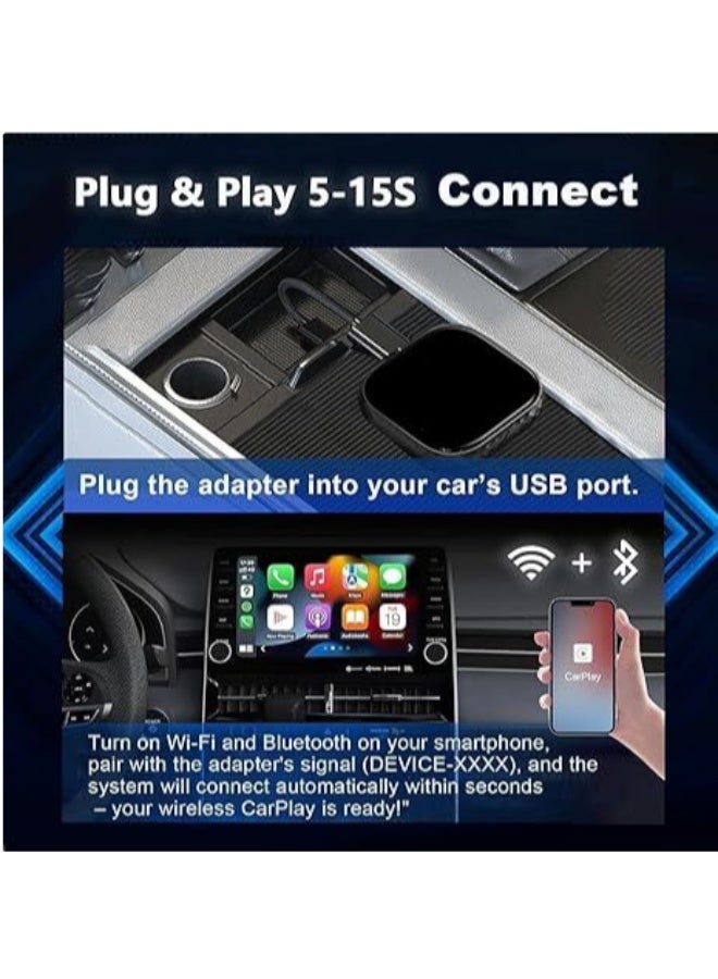 Wireless CarPlay Adapter 2025 – Converts Wired CarPlay to Wireless, Dual-Band WiFi, Low Latency, Auto Connect, Plug & Play for OEM Cars - Image 4