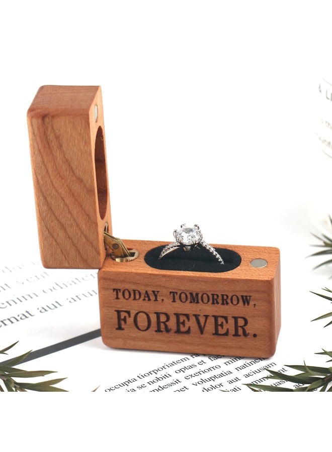 Yookin Wooden Ring Box - Portable Case for Engagement, Proposals, Wedding Ceremony - Jewelry Display (Cherry) - Image 4