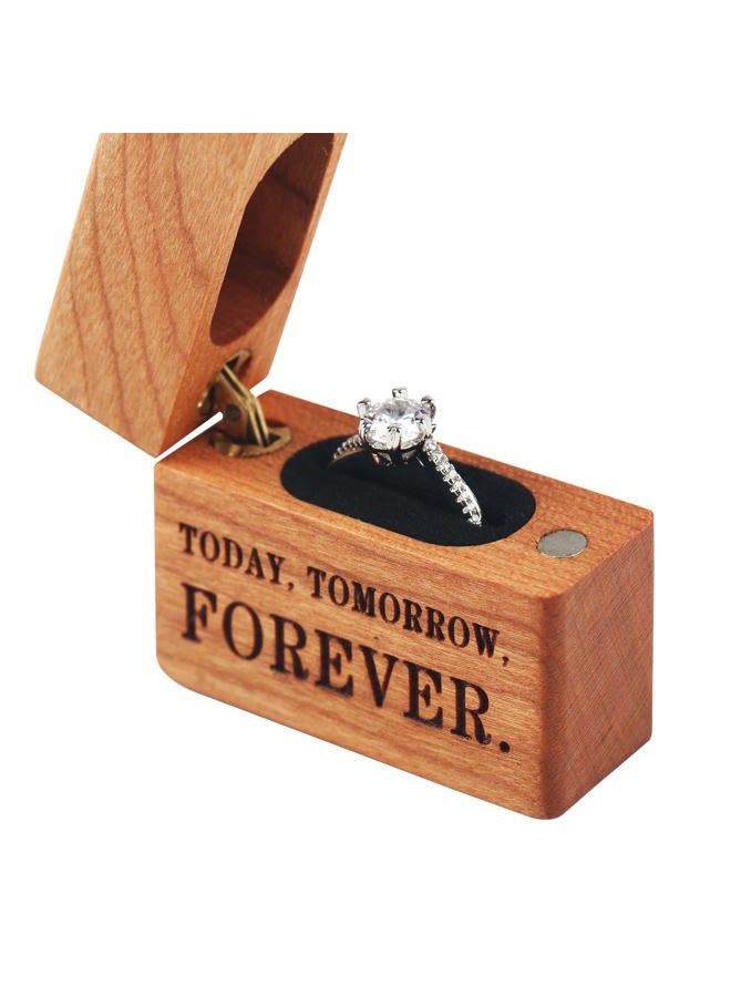 Yookin Wooden Ring Box - Portable Case for Engagement, Proposals, Wedding Ceremony - Jewelry Display (Cherry) - Image 2