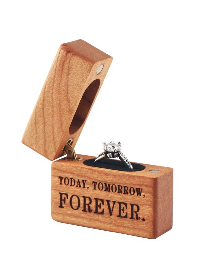 Yookin Wooden Ring Box - Portable Case for Engagement, Proposals, Wedding Ceremony - Jewelry Display (Cherry) - Image 1