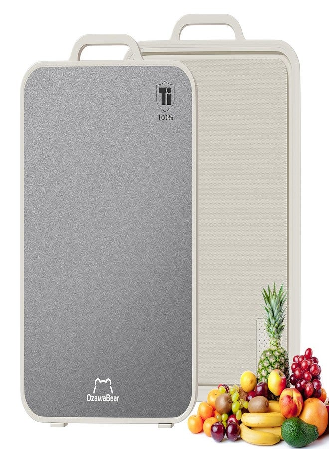 OzawaBear Titanium Cutting Board for Kitchen, Double Sided Cutting Boards Food Grade, 2-in-1 Chopping Boards for Fresh Meat Vegetable, Pure Titanium & PP, Easy to Clean Large Size 16”×11” - Image 1