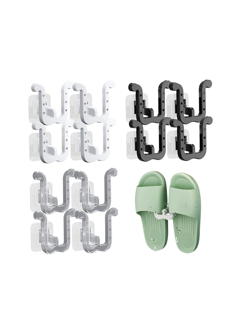 نيبمينينت 12PCS Self Adhesive Wall Mounted Shoes Rack, Multifunctional Slippers Organizer Door and Closet Shoe Rack Hanger Stick-On for Bathroom Kitchen - Image 1
