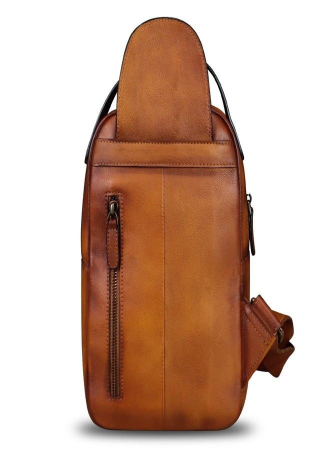 LRTO Genuine Leather Sling Bag for Men Crossbody Backpack Handmade Hiking Daypack Motorcycle Chest Shoulder Purses (Brown) - Image 3