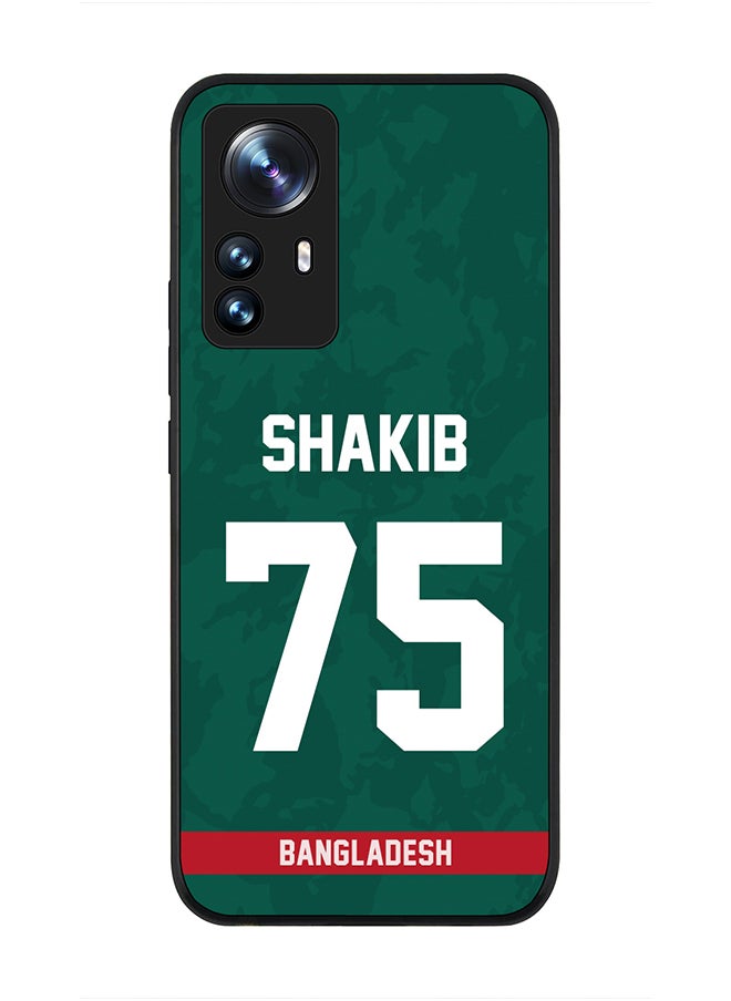 Stylizedd - Rugged Black Edge Case for Xiaomi 12 Lite, Slim fit Soft Case Flexible Rubber Edges Thin Cover - Player Name - Shakib Al Hasan, Jersey Number- 75 - Image 1