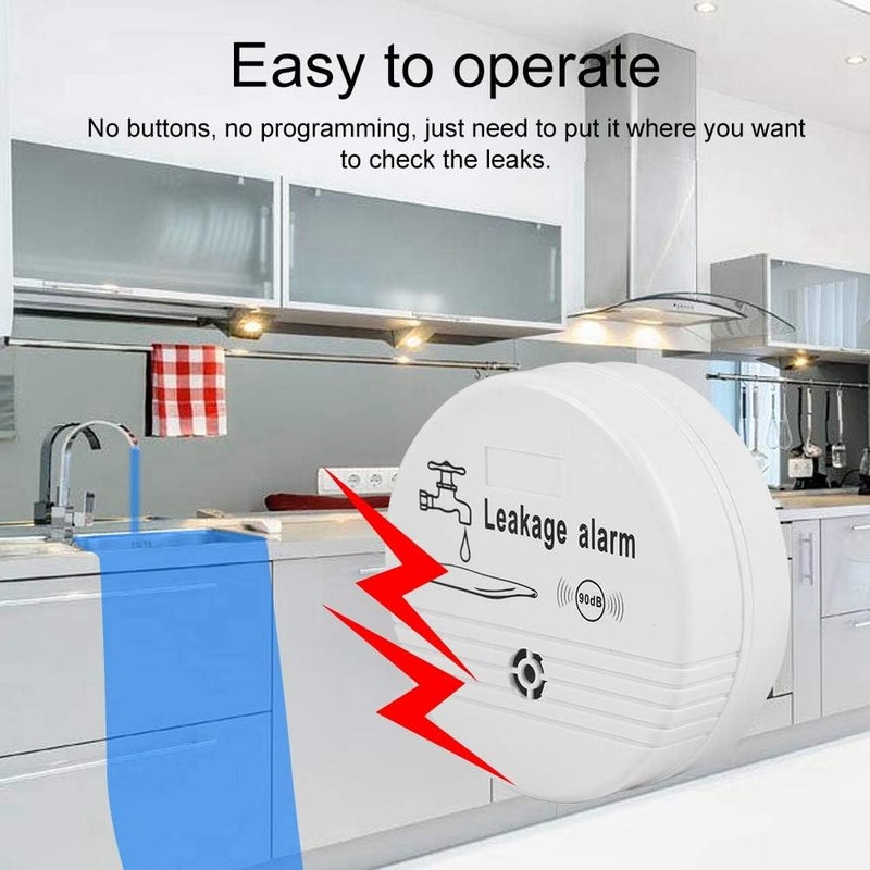 klarako Wireless Water Leak Detector Sensor, Home Security 90 dB High Decibel Household Water Leakage Alarm for Home Kitchen Toilet Bathroom Laundry Room - Image 3