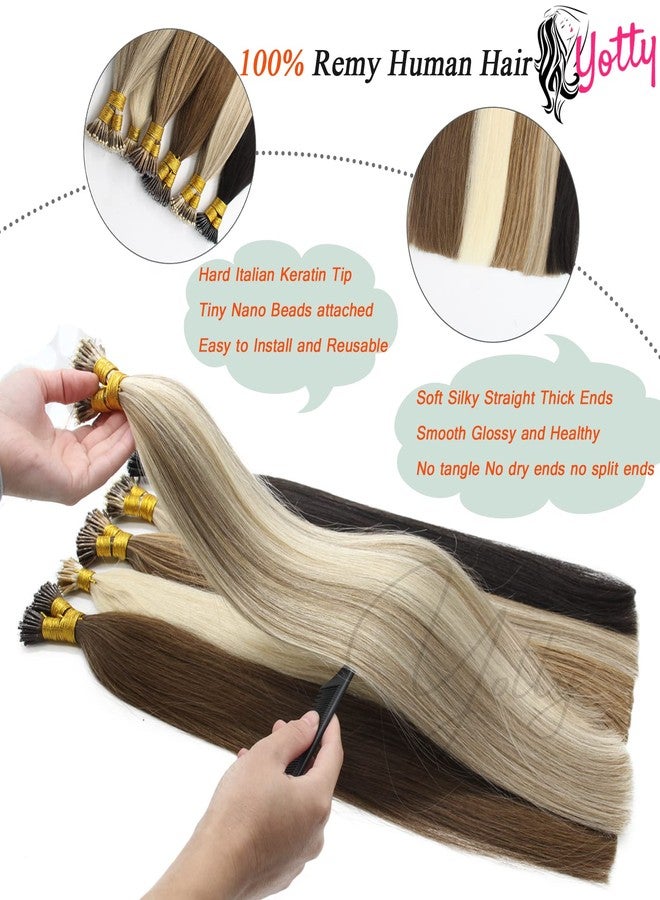 Yotty Nano Ring Hair Extensions Human Hair Keratin Cold Fusion Nano Tip Micro Nano Beads Link Thick Hair Balayage Highlight Ombre Real Remy Hair 1g/s (22inch50gr50s, Silver Gray), 0.0353 Ounce - Image 3