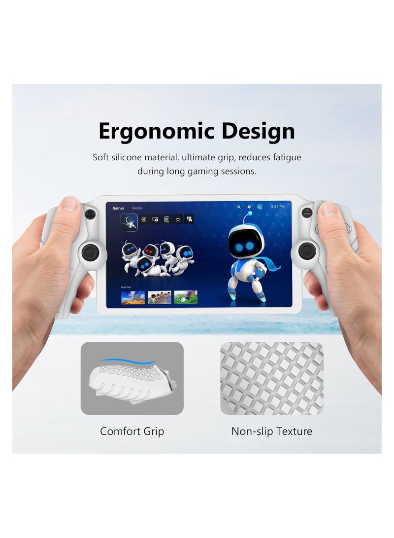 Protective Case for Playstation Portal, Silicone Case Cover All-Around Protection and Non-Slip Thumb Grips Accessories for Playstation Remote Player Playstation Portal Case (White) - Image 3