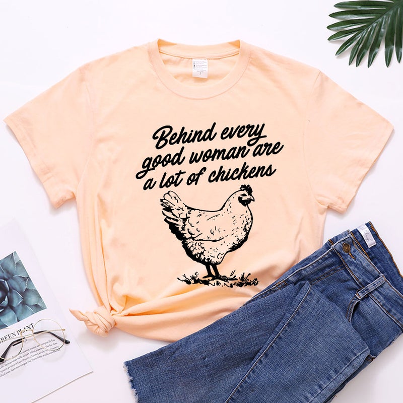 2020 Spring Cross-border New Style Behind eveny Hen Letter Printed Pattern Women's T-shirt - Image 2
