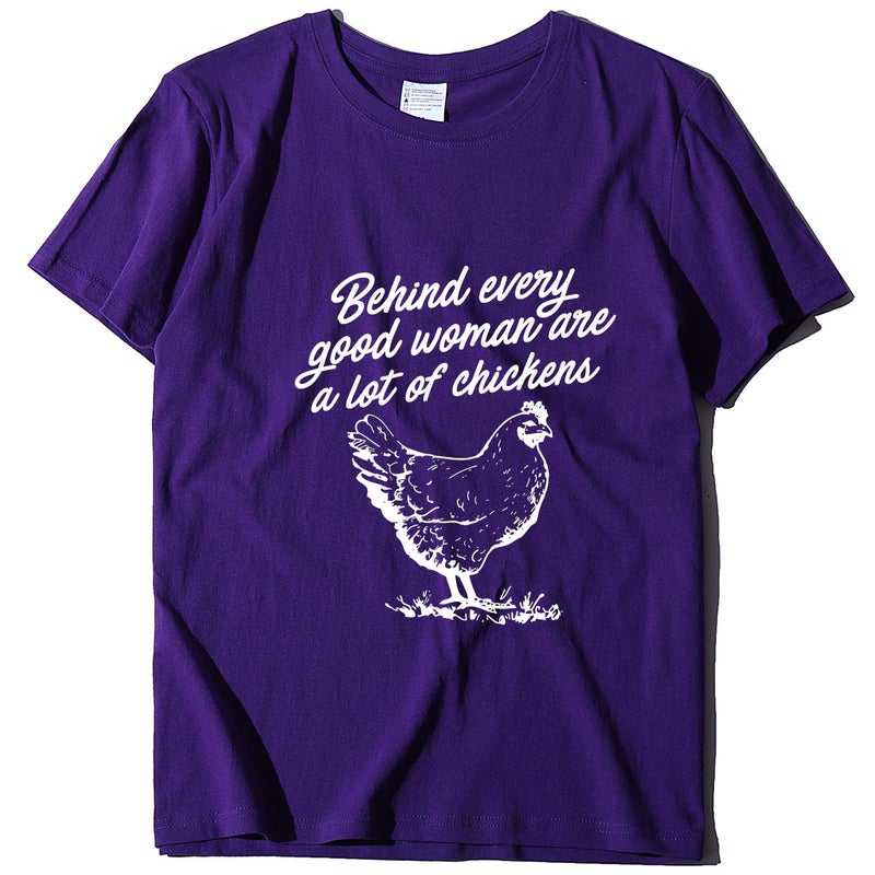 2020 Spring Cross-border New Style Behind eveny Hen Letter Printed Pattern Women's T-shirt - Image 1