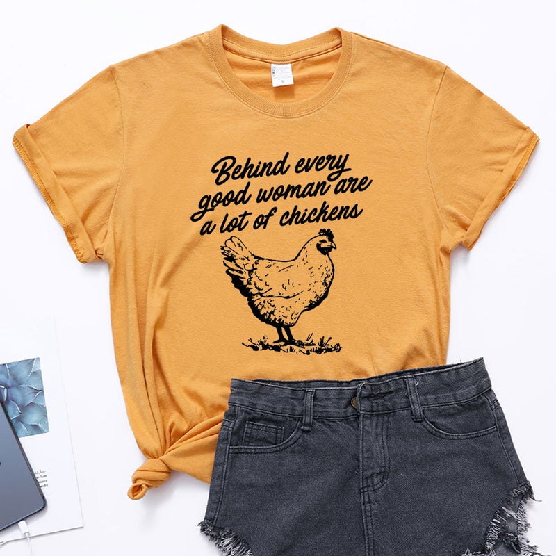2020 Spring Cross-border New Style Behind eveny Hen Letter Printed Pattern Women's T-shirt - Image 3