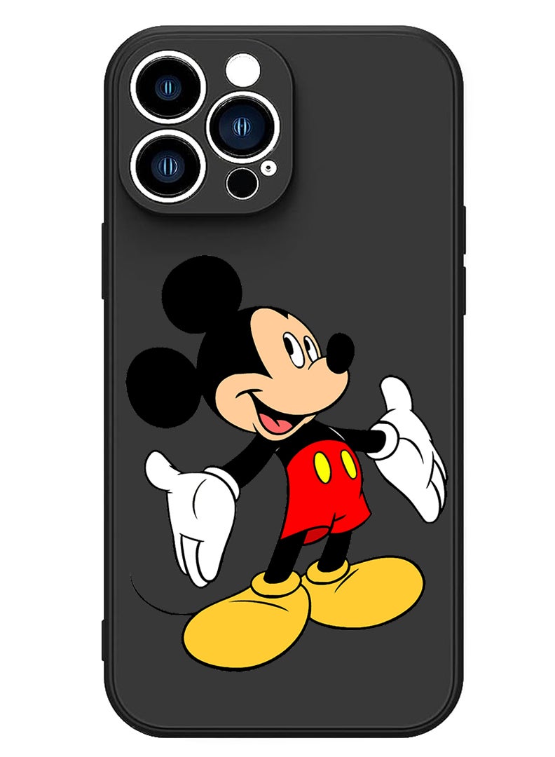 Theodor Protective Slim Fit Case Liquid Silicone Cover with Full Body Protection Anti-Scratch Shockproof Case For iPhone 15 Pro Max Black - Mickey Mouse 1 - Image 1