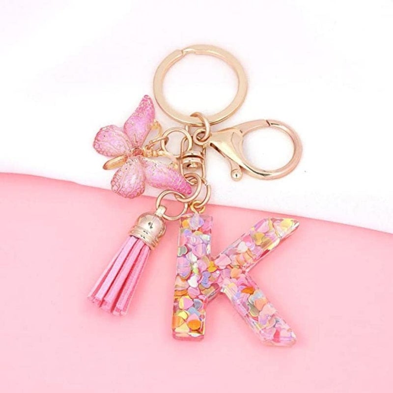 SWIUKPHE Alphabet Initial Letter Keychain with Tassel and Butterfly Pendant, Cute Fashion Key Ring, Portable Decorative Accessory, Stylish Bag Charm for Purse, Handbag, Backpack, Car Keys - Image 2