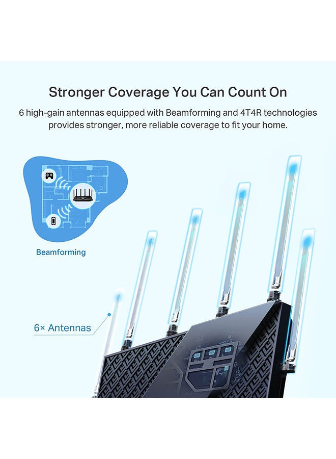 TP-LINK Dual Band 6 Stream Gigabit Wi-Fi 6 Router Archer AX73 AX5400 Black - Image 3