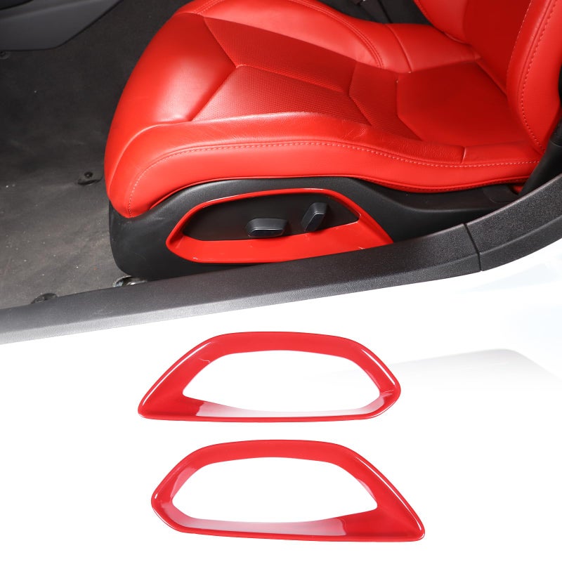 Daeiclru Car Seat Adjustment Button Switch Panel Trim Cover Compatible with Chevrolet Corvette C8 Stingray 20202023 ABS C8 Interior Accessories Red