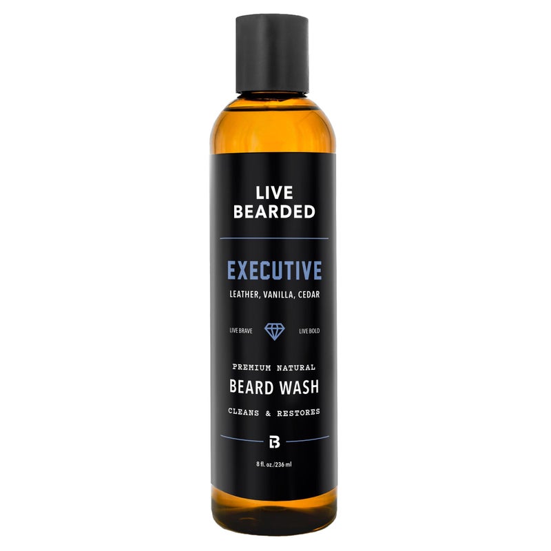 Live Bearded Beard Wash 8 fl oz  WaterBased Face Cleanser with AllNatural Ingredients for a Gentle Deep Clean  Made in the USA  Executive Scent  Cedar Vanilla