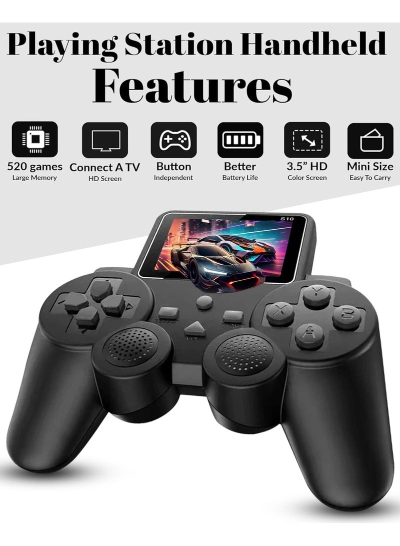 S10 PlayingStation 520-in-1 Retro Games Handheld - Controller Console with Loads of Classic Arcade Games - Gamepad Console with AV TV Out (Black Double Player) - Image 3