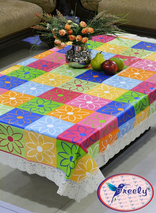 Freely Plastic Checkered Rectangular 4 Seaters Center Table Cover (Multicolour, 40x60 inch,Pack of 1) - Image 5