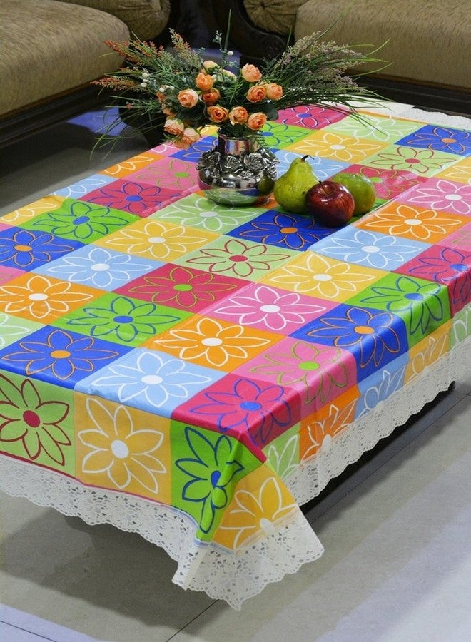 Freely Plastic Checkered Rectangular 4 Seaters Center Table Cover (Multicolour, 40x60 inch,Pack of 1) - Image 1