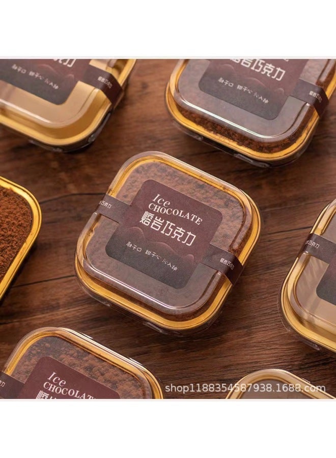 Miaomiao Iceberg Lava Chocolate Cake Tiramisu Mold Semi-cooked Cheese Packing Box Baked Pudding Baked Cloth Lei-Color:Square 150 Ml [with Cover] Black Gold-no Stickers - Image 3