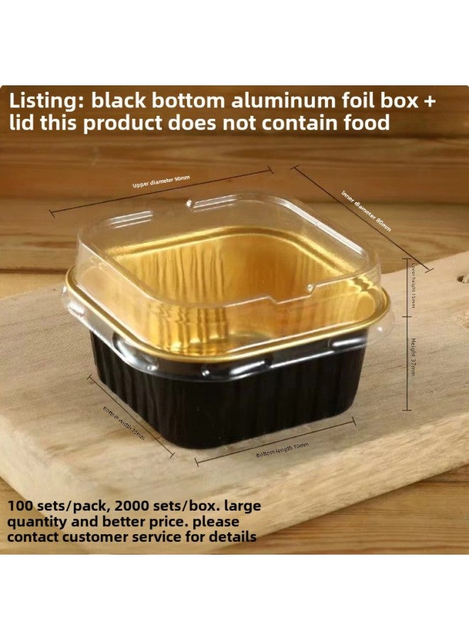 Miaomiao Iceberg Lava Chocolate Cake Tiramisu Mold Semi-cooked Cheese Packing Box Baked Pudding Baked Cloth Lei-Color:Square 150 Ml [with Cover] Black Gold-no Stickers - Image 1