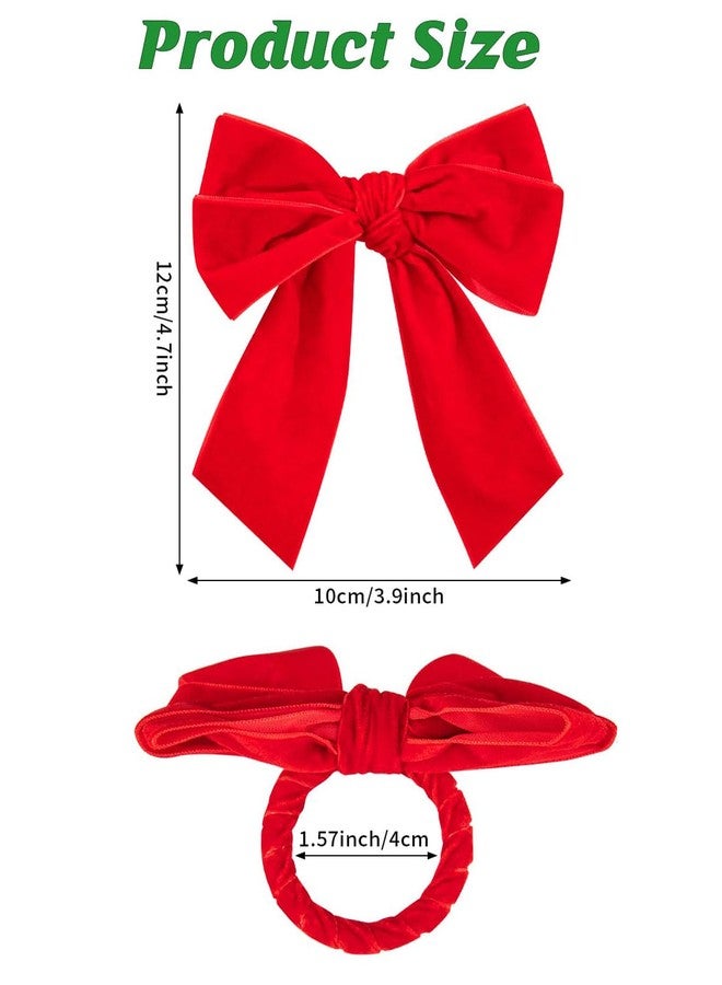 THSLSFX 6Pcs Red Bow Christmas Napkin Rings, Chic Velvet Christmas Napkin Holder for Birthday Party, Anniversary Dinner, and Wedding Table Decorations - Image 2