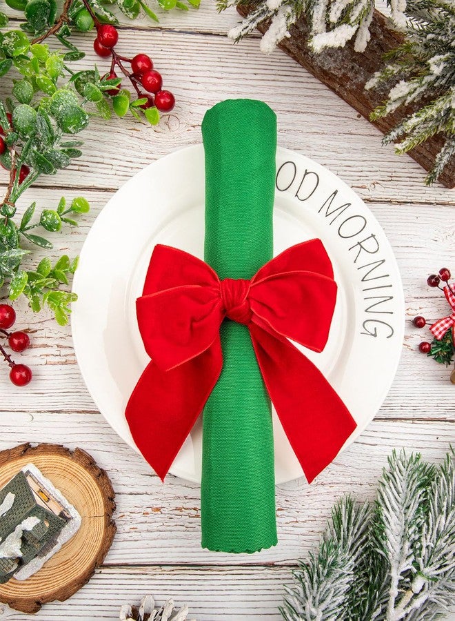 THSLSFX 6Pcs Red Bow Christmas Napkin Rings, Chic Velvet Christmas Napkin Holder for Birthday Party, Anniversary Dinner, and Wedding Table Decorations - Image 5