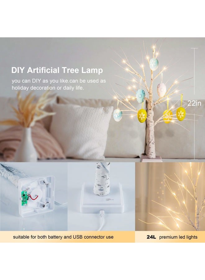 Woohaha Lighted Birch Tree,2ft 24LED Warm White Light Up Birch Tree，3AA&USB Tabletop Timer Artificial Decorative Mini Christmas Tree Lamp for Christmas Holiday Home Party Wedding - Image 4
