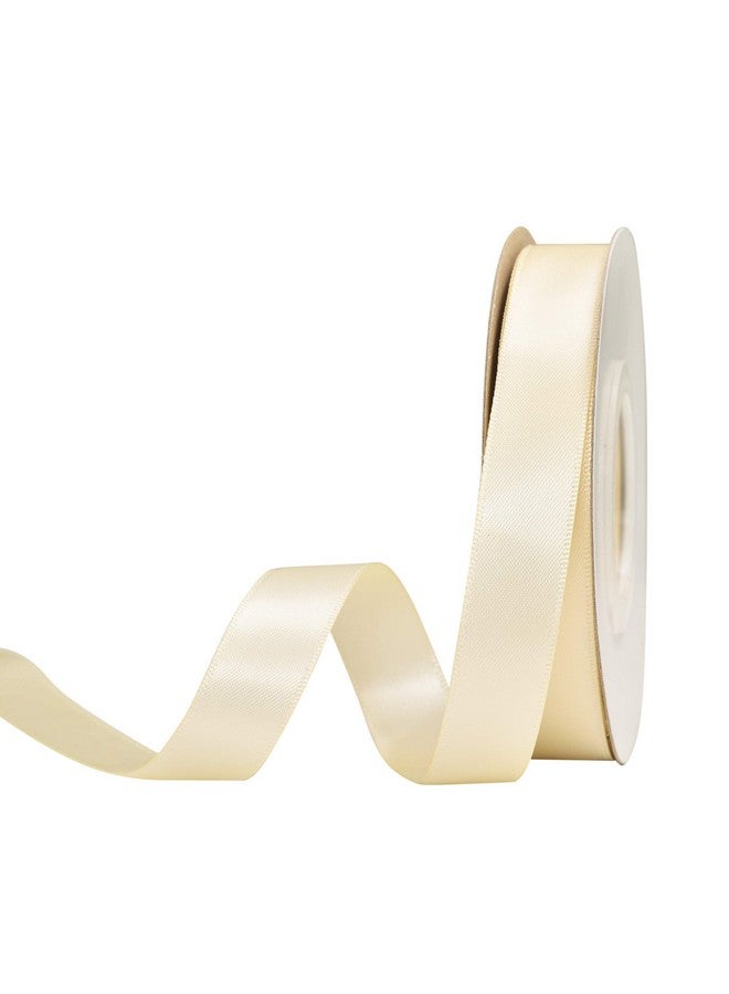YAMA Double Face Satin Ribbon 5/8" 25 Yards For Gift Package Wrapping Floral Design Hair Bow Clip Making Crafting Sewing Wedding Decor Ivory - Image 1